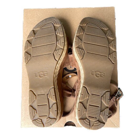 UGG Women’s NEUSCH Chestnut Suede Platform Espadrilles Sandals Size 9 New - Picture 7 of 8